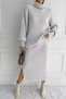Women's Full Turtleneck Ribbed Knitwear Sweater Skirt Two-Piece Set
