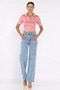 Bow Detailed High Waist Wide Leg Women's Jean Denim Trousers - 6