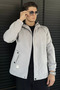 Men's Seasonal Coat with Zipper and Snap Fasteners and Hood - 2