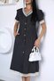 Gülseli Women's Full-Length Dress with Snap Fasteners and Guipure Detail and Pockets