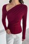 Women's Draped V-Neck Blouse - 2