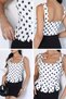 Gülseli Strappy Tie-Back Zippered Polka Dot Blouse - 5
