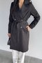 Women's Double-Breasted Collar Trench Coat with Inner Lining and Waist Belt Detail