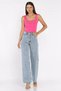 Ribbon Embroidered High Waist Wide Leg Women's Jean Denim Trousers - 2