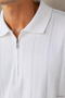 Men's Polo Collar Self-Patterned Front Half Zipper T-Shirt - 2