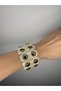 Shiny Resin Thick Flexible Women's Bracelet with Gold Detail - Cream Color