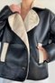 Women's Double-Breasted Collar Coat with Plush Inside - 3