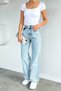 Women's High Waist City Style Washed Jean Denim Pants - 2