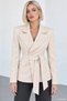 Women's Double-Breasted Collared Belted Blazer Jacket - 4