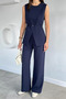 Women's Elastic Pants and Gold Detailed Vest Double Set - 2