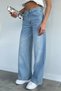 Women's Washed High Waist Casual Wide Leg Palazzo Jean Denim Pants - 2