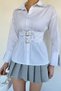 Women's Waist Belted Shirt with Gold Detail - 3