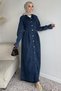 Front Buttoned Hijab Jean Denim Dress