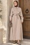 Polo Collar Waist Belted Double Pocket Hijab Dress