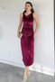 Women's Lycra Velvet Dress with Gathered Waist Detail - 3