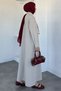 Buttoned Hijab Dress with Scarf Accessory - 3