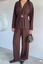 Gülseli Women's Pleated Brooch Detailed Blouse and Elastic Waist Pants Double Set - 2