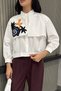 Women's floral embroidered crop top shirt - 4