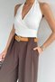 Women's Double-Breasted Collared Gathered Blouse - 2