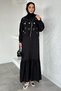 Gülseli Plain Dress Stone Embellished Jacket Hijab Double Set - 3