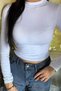 Women's Half Turtleneck Finger-Loop Lycra Body Blouse - 2