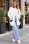 New Season Women's Dog Patterned Oversize Long Knitwear Cardigan with Pockets – Soft Textured, Buttonless, Comfortable Fit - 5