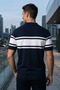 Men's Polo Collar Color Striped Knitwear T-Shirt - 2