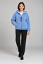 Women's Blue Oversize Hooded Plush Sweatshirt with Pockets - 4