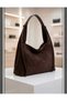 Women's Bitter Brown Suede Daily Use Zippered Stylish Large Volume Shoulder Bag - 2