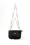 Black suede bag with 2 chain straps, 2 bag wing detailed shoulder hand and arm bag