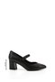 Women's Black Pointed Toe Heeled Mary Jane Genuine Leather Shoes - 3