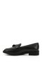 Women's Black Genuine Leather Tassel Loafer Shoes - 5