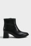 Women's Black Faux Leather Zippered Pointed Toe 6 cm Heeled Orthopedic Winter Boots - 4