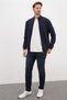 Ribbed Collar Zippered Regular Fit Jacket - 3