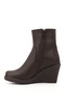 Women's Brown Antique Zippered Wedge Heeled Boots - 5