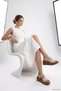 Women's Cream Wedge Sole Genuine Leather Sandals - 4