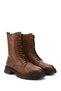Women's Tan Floater Zippered Thick Sole Genuine Leather Boots - 4