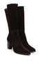 Women's Brown Suede Pointed Toe Thick Heeled Genuine Leather Boots - 4