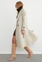 Long Trench Coat with Belted Sleeves and Shoulder Detail