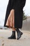 Women's Black Zippered Thick Sole Genuine Leather Boots - 4