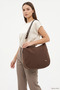 Women's Brown Suede Hand and Shoulder Bag - 2
