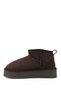 Women's Brown Nubuck Mini Platform Sole Genuine Leather Fur Boots - 6