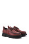 Women's Burgundy Antique Lace-Up Genuine Leather Comfort Shoes - 5