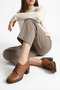 Tan Antique Gön Genuine Leather Round Toe Thick Heeled Rubber Sole Lace Up Women's Shoes 24071 - 3