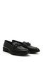 Women's Black Buckle Genuine Leather Loafer Shoes - 3