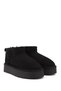 Women's Black Nubuck Mini Platform Sole Genuine Leather Shearling Boots - 5