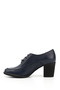 Navy Blue Antique Gön Genuine Leather Round Toe Thick Heeled Rubber Sole Lace Up Women's Shoes 240 - 5