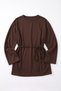 Lace-Up Combed Cotton Blouse 13071 - Brown - 6