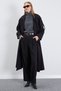Double-Breasted Collar Belted Trench Coat with Cape Detail - 4