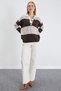 Striped Half Button Polo Neck Knitwear Sweater - 4